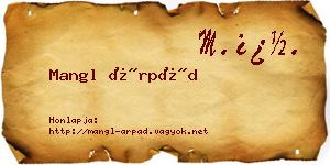 Mangl Árpád névjegykártya